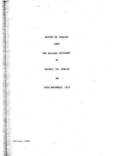 Publication cover - Dalkey Accident_Report 16th November 1979
