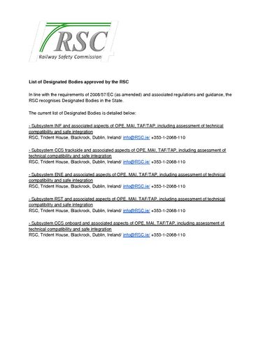 Publication cover - 130814 Designated Bodies